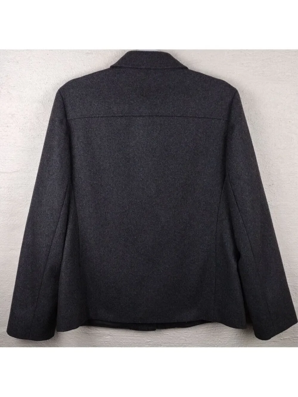 J. Crew Dark Gray Wool Blend Snap Collar Funnel Neck Long Sleeve Zip Up Coat